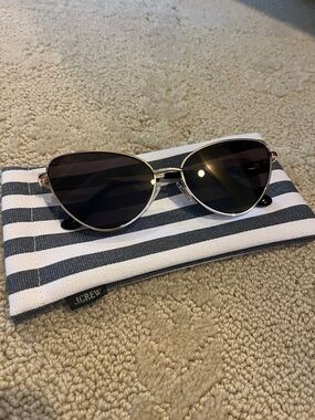 J. Crew Gold Frame Cat Eye Sunglasses with Black Lenses- Never Worn